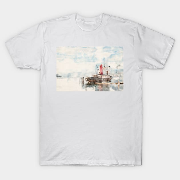 Watercolor Canadian National Tug No. 6 on Okanagan Lake T-Shirt by Amy-K-Mitchell